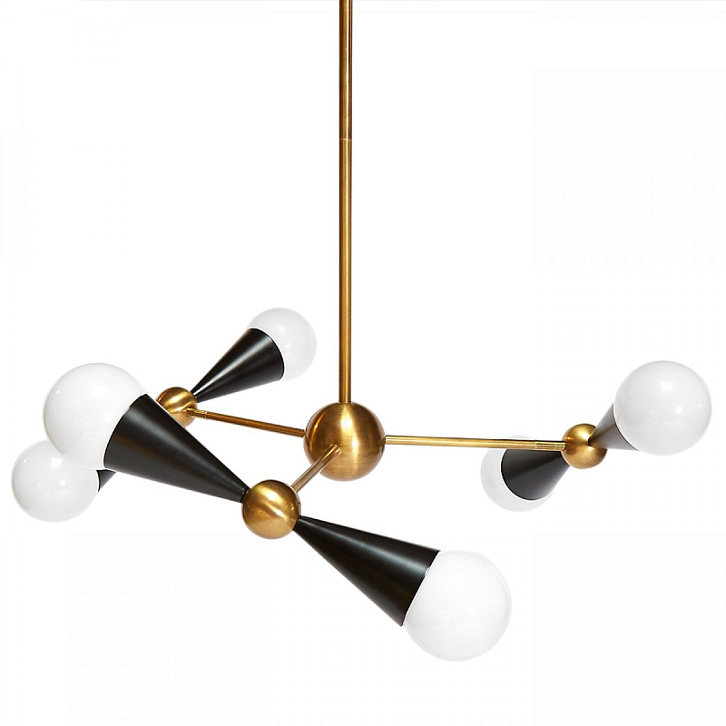 Люстра CARACAS SIX-LIGHT CHANDELIER Латунь Черный Люстра CARACAS SIX-LIGHT CHANDELIER Латунь Черный в Челябинске | Loft Concept
