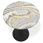 Стол журнальный с круглой столешницей из стекла Gray and Gold Marble варинант исполнения - 2 | Loft Concept в Челябинске