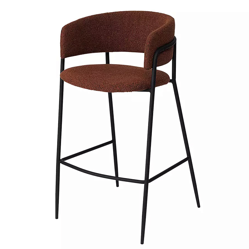 Стул полубарный с каркасом из металла и мягким сиденьем и спинкой Soft and Practical Капучино Терракотовый Стул полубарный с каркасом из металла и мягким сиденьем и спинкой Soft and Practical Капучино Терракотовый в Челябинске | Loft Concept