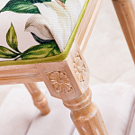 Банкетка из натурального бука золотистая с изображением птиц и цветов Blooming Bird варинант исполнения - 4 | Loft Concept в Челябинске