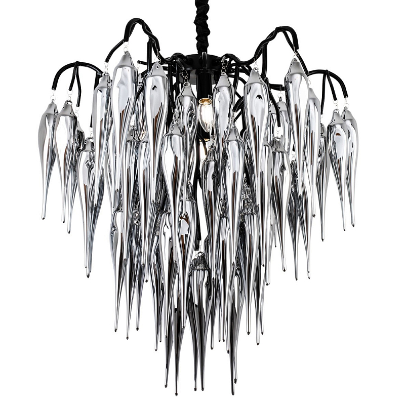 Люстра со стеклянными подвесками дымчатого цвета Ambre Glass Chandelier 70 Серебряный Дымчатый (Smoke) Черный Люстра со стеклянными подвесками дымчатого цвета Ambre Glass Chandelier 70 Серебряный Дымчатый (Smoke) Черный в Челябинске | Loft Concept