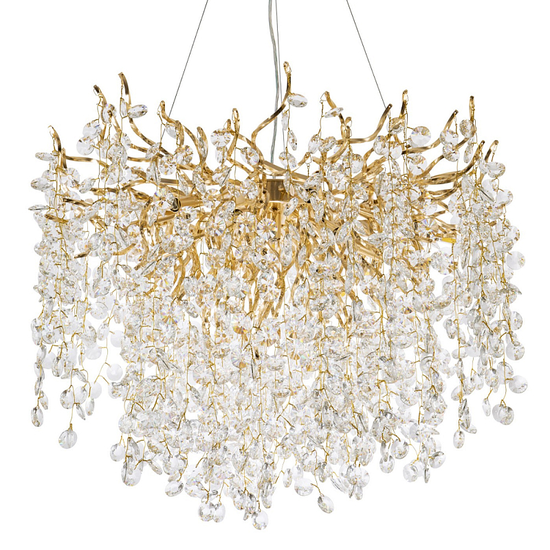Люстра с хрустальными подвесками на металлических ветках Fairytree Light Gold Chandelier 14 Золотой Прозрачный Люстра с хрустальными подвесками на металлических ветках Fairytree Light Gold Chandelier 14 Золотой Прозрачный в Челябинске | Loft Concept