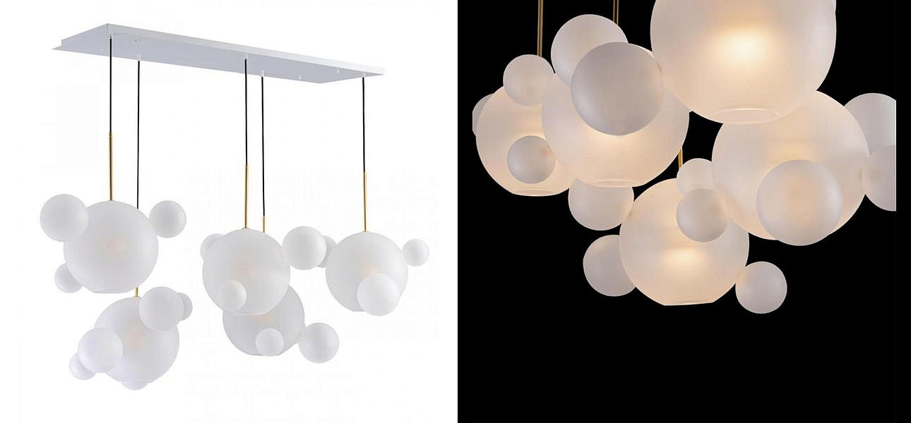 Линейный Светодиодный Светильник Giopato & Coombes Bubble Chandelier Linear Circle матовое белое стекло 5 плафонов Линейный Светодиодный Светильник Giopato & Coombes Bubble Chandelier Linear Circle матовое белое стекло 5 плафонов - Loft-Concept в Челябинске