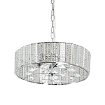 Люстра круглая на цепи цвета хром с прозрачными рельефными хрустальными пластинами Textured Glass Chandelier варинант исполнения - 1 | Loft Concept в Челябинске
