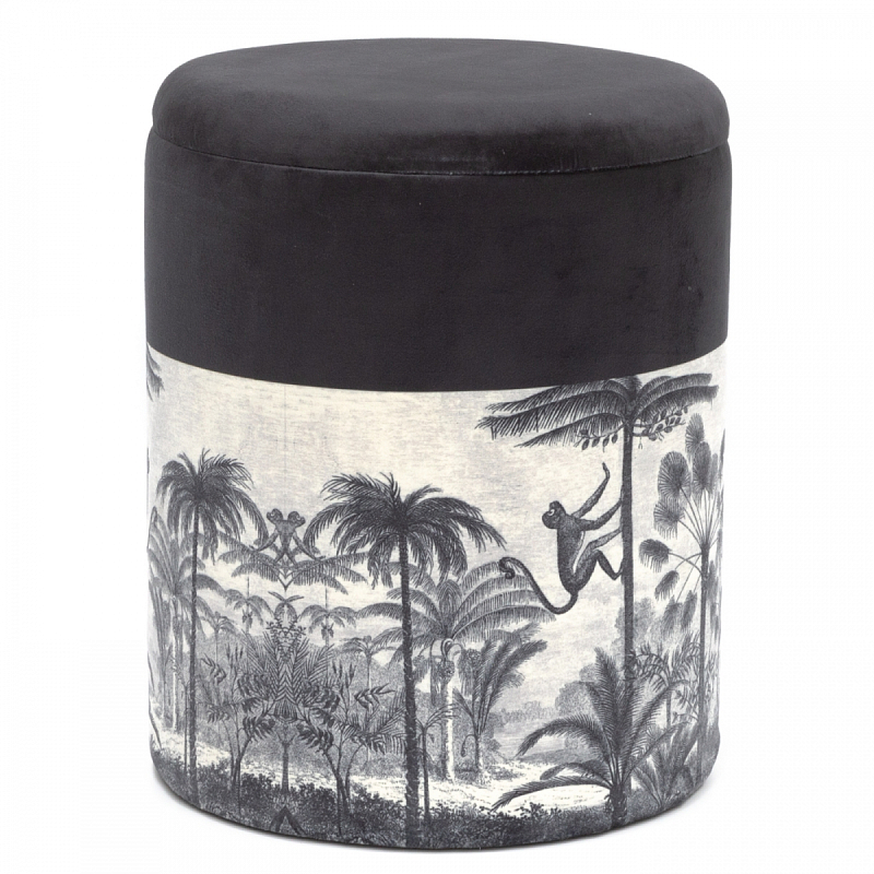 Пуф PUF Jungle Print с крышкой Мульти Черный Пуф PUF Jungle Print с крышкой Мульти Черный в Челябинске | Loft Concept