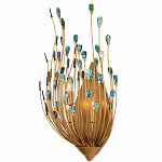 Бра настенное золотое с декором из бирюзовых элементов Peacock Tail варинант исполнения - 2 | Loft Concept в Челябинске