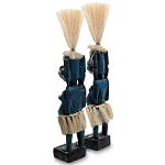 Комплект из 2-х деревянных статуэток Asmat Straw Headdress Statuettes Dark Blue варинант исполнения - 2 | Loft Concept в Челябинске