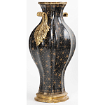 Ваза черного цвета из фарфора с золотистым узором и бронзовыми ручками Высота 39.5 см Eden Garden porcelain and bronze варинант исполнения - 1 | Loft Concept в Челябинске