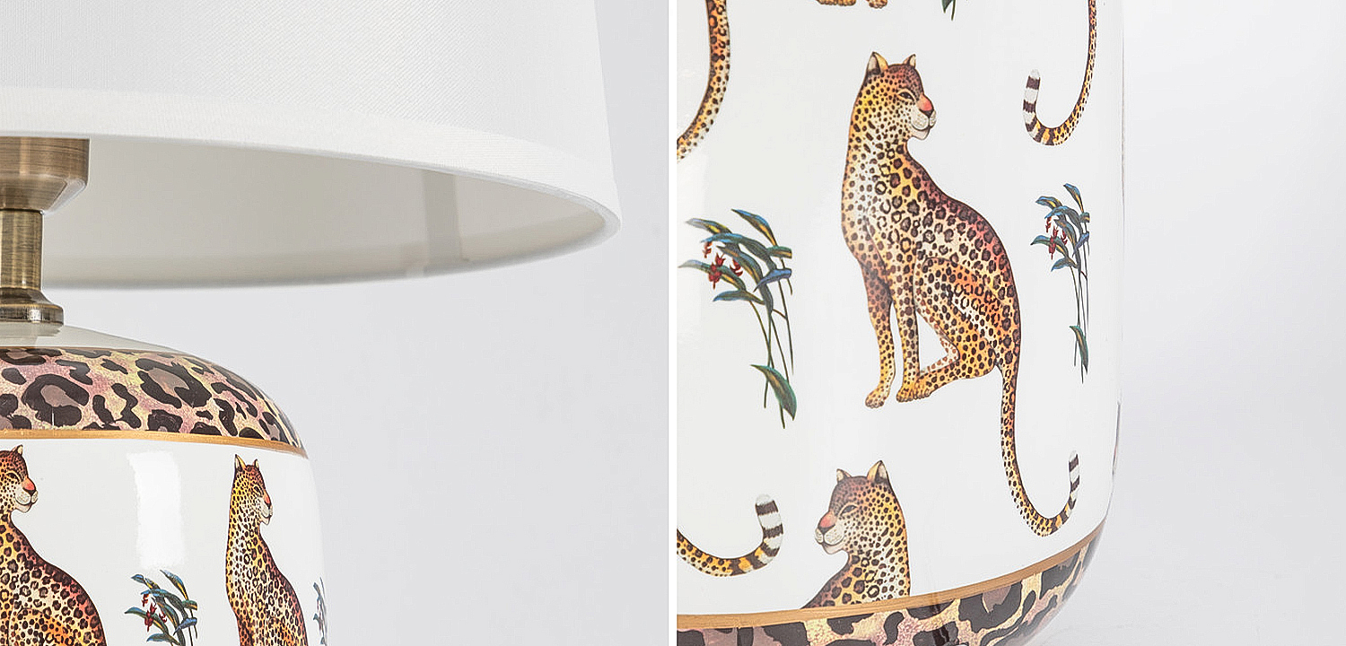 Настольная лампа с абажуром Leopard Lampshade White Настольная лампа с абажуром Leopard Lampshade White - Loft-Concept в Челябинске