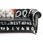 Диван Честерфильд граффити graffiti Orange Sofa натуральная кожа варинант исполнения - 9 | Loft Concept в Челябинске