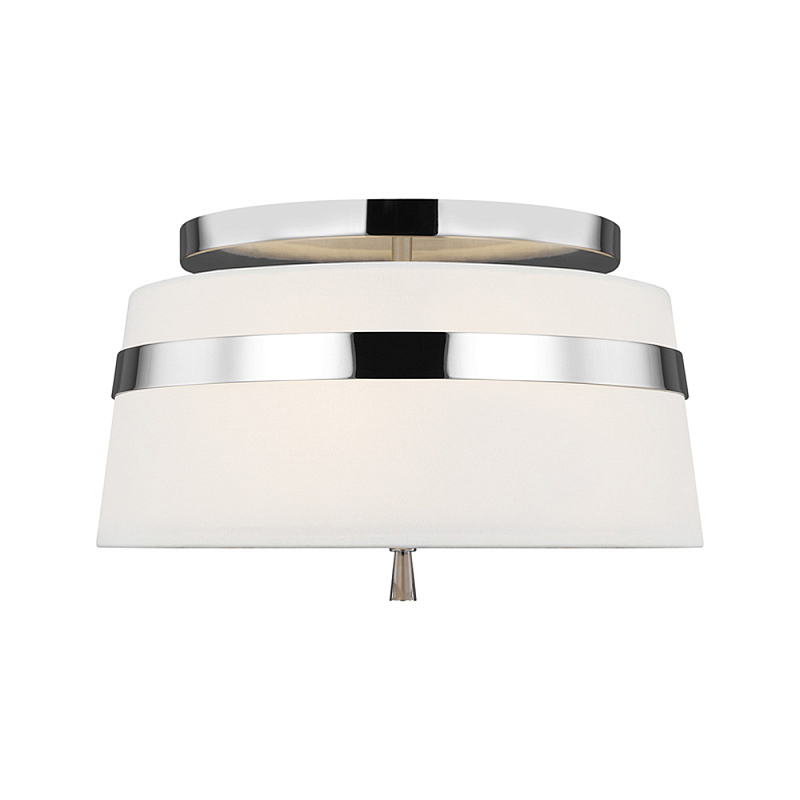 Потолочный светильник с белым тканевым абажуром Generation Lighting Никель Бежевый Белый в Челябинске | Loft Concept 