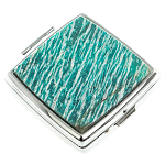 Таблетница карманная квадратная с 2-мя отделениями с зеркалом и накладкой из натурального камня Амазонит Silver Stone Pillboxes варинант исполнения - 1 | Loft Concept в Челябинске