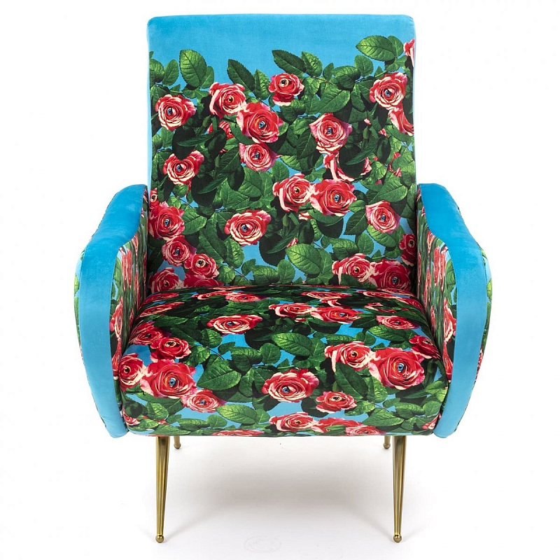 Кресло Seletti Armchair Roses Бирюзовый Красный Латунь в Челябинске | Loft Concept 