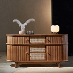 Дизайнерский комод овальный с фактурным фасадом и вставками из плетеных элементов Ambar варинант исполнения - 1 | Loft Concept в Челябинске