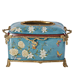 Салфетница прямоугольная голубого цвета с цветами и бабочками Blue Garden варинант исполнения - 1 | Loft Concept в Челябинске