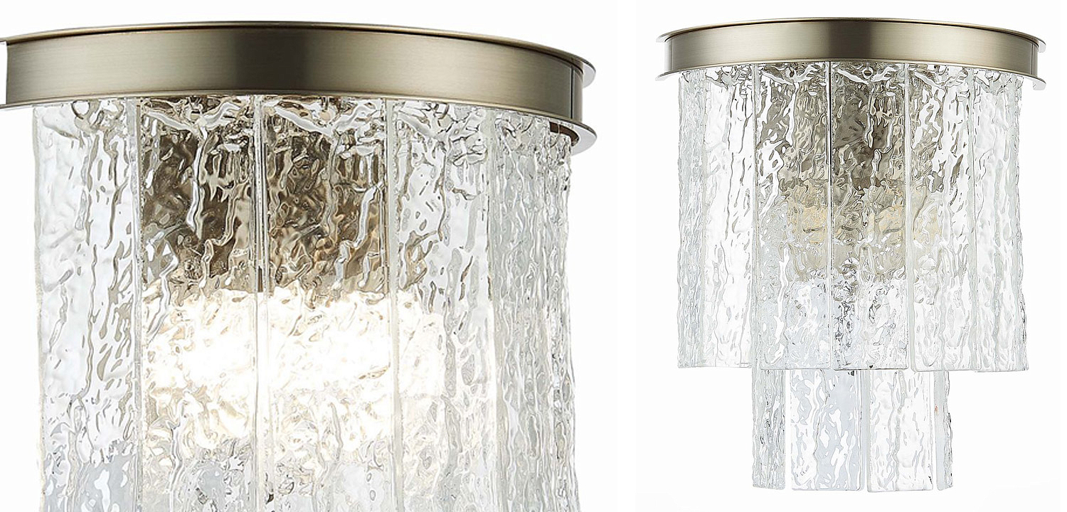 Бра Renea Textured Glass Wall Lamp Nickel Бра Renea Textured Glass Wall Lamp Nickel - Loft-Concept в Челябинске
