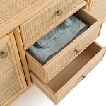 Длинный комод из ротанга с дверцами и ящиками Simone Rattan Chest of Drawers варинант исполнения - 4 | Loft Concept в Челябинске