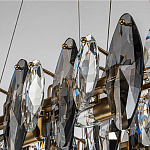 Люстра подвесная с овальными подвесками из стекла дымчатого цвета Harlow Crystal Round варинант исполнения - 3 | Loft Concept в Челябинске