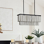 Люстра линейная прямоугольная с подвесками из натурального перламутра Nacre варинант исполнения - 5 | Loft Concept в Челябинске