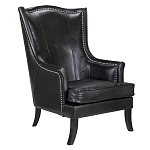 Кресло из натуральной кожи на 4-х деревянных ножках из массива бука Daniel Leather Armchair black варинант исполнения - 1 | Loft Concept в Челябинске