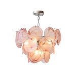 Люстра с каскадом из круглых розовых стеклянных дисков Pink Light Waterfall варинант исполнения - 2 | Loft Concept в Челябинске