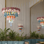 Люстра круглая с декором из разноцветных элементов в виде листьев Changing Seasons варинант исполнения - 12 | Loft Concept в Челябинске