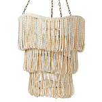 Трехъярусная люстра с подвесками из круглых деревянных бусин белая White Beads Three-tier Chandelier  варинант исполнения - 1 | Loft Concept в Челябинске