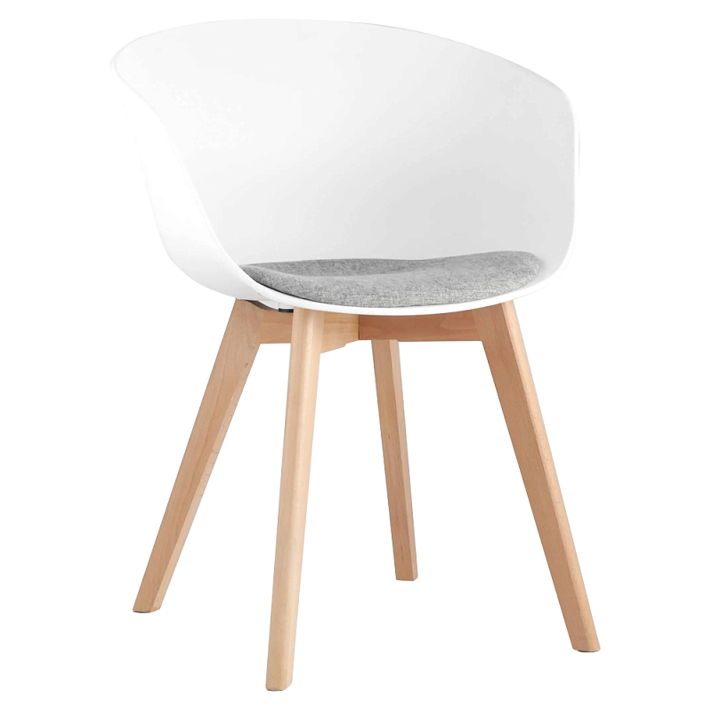 Стул из пластика с мягким сиденьем Eames Белый Бежевый Серый Стул из пластика с мягким сиденьем Eames Белый Бежевый Серый в Челябинске | Loft Concept