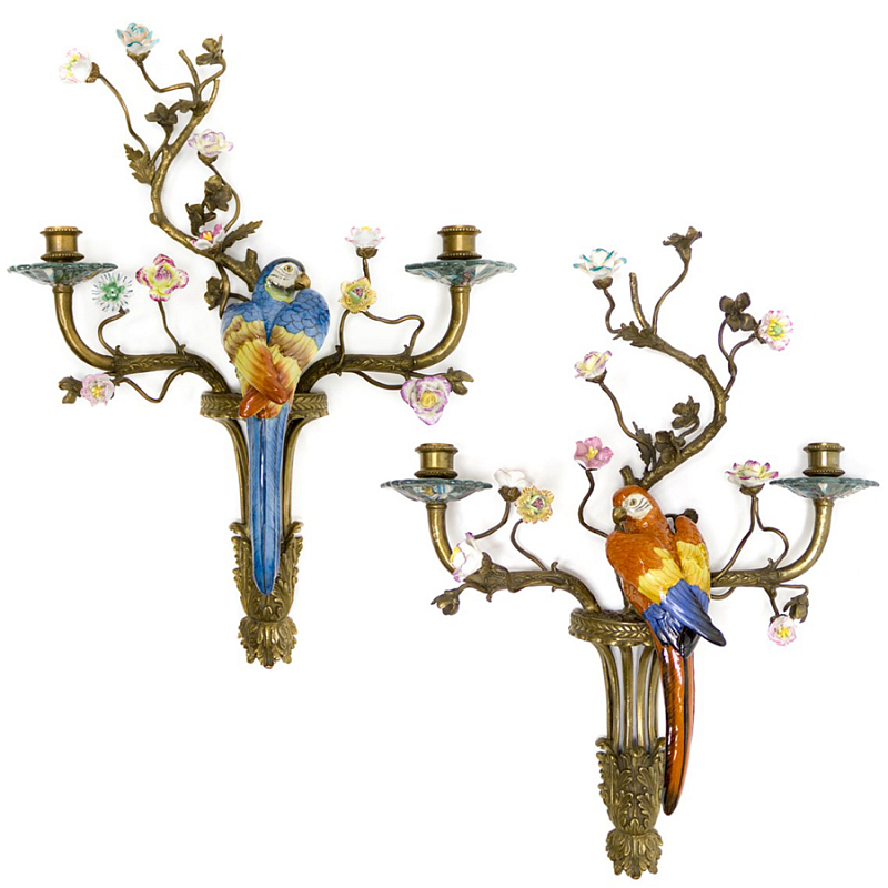 Подсвечник Candlestick Colored Parrots Бронза Синий Красный Подсвечник Candlestick Colored Parrots Бронза Синий Красный в Челябинске | Loft Concept
