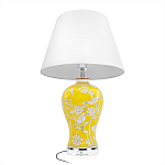 Настольная лампа желтая с изображением белых птиц Flight Among Acacia варинант исполнения - 3 | Loft Concept в Челябинске