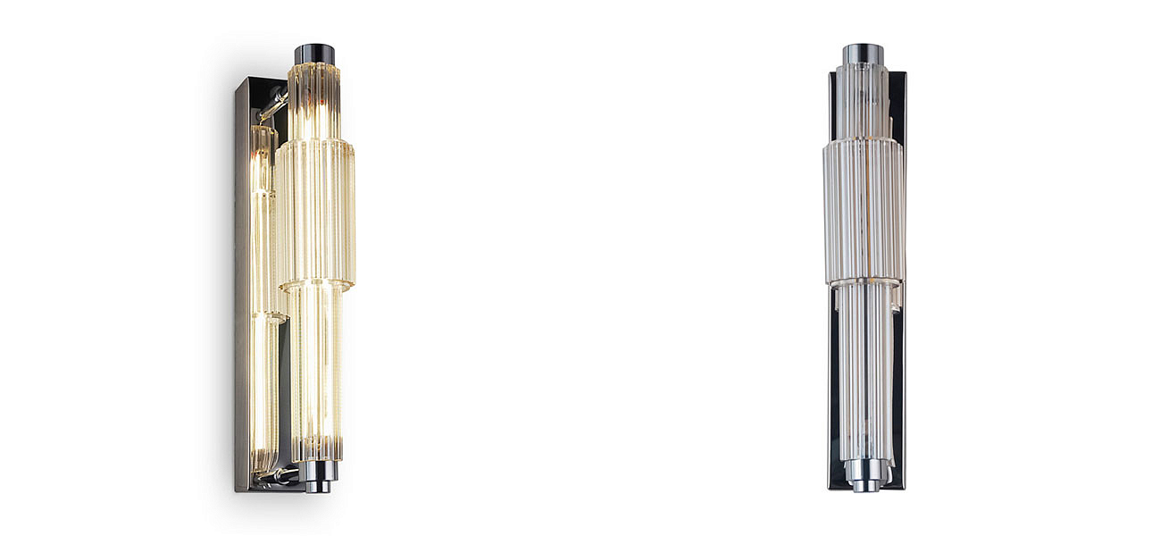 Бра с вертикальным узким плафоном Fuse Crystal Beige Бра с вертикальным узким плафоном Fuse Crystal Beige - Loft-Concept в Челябинске