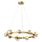 Люстра подвесная светодиодная с 9-ю круглыми плафонами коньячного цвета Iona Chandelier Brass  варинант исполнения - 1 | Loft Concept в Челябинске
