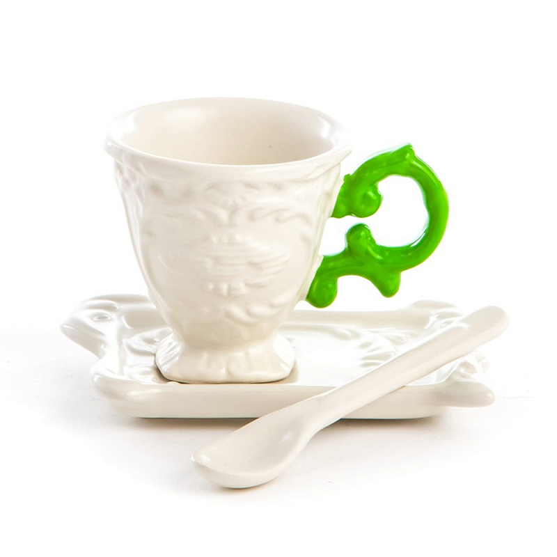 Кофейная пара Seletti I-Coffee Green Белый Зеленый Кофейная пара Seletti I-Coffee Green Белый Зеленый в Челябинске | Loft Concept