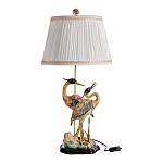 Настольная лампа с абажуром и основанием в виде двух цапель Porcelain Heron Lamp варинант исполнения - 1 | Loft Concept в Челябинске