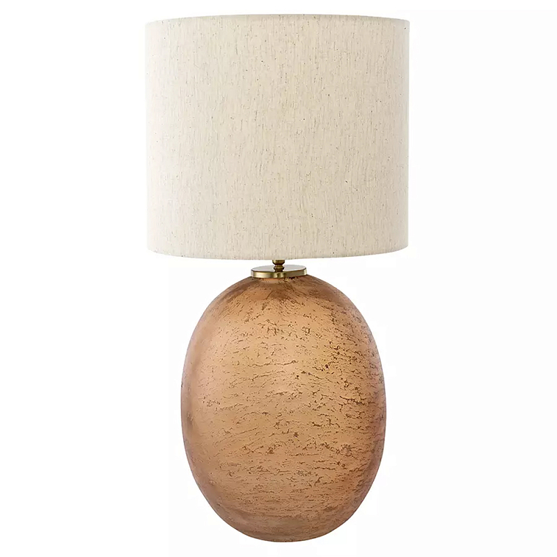 Настольная лампа с тканевым бежевым абажуром на овальном основании Beige Lampshade on Oval Base Бежевый в Челябинске | Loft Concept 