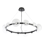 Люстра подвесная круглая с 12-ю прозрачными куполообразными плафонами и черным металлическим основанием Flos Wireline Lighting варинант исполнения - 2 | Loft Concept в Челябинске