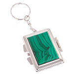 Зеркало брелок складное двухстороннее из натурального камня Малахит Stone Mirrors варинант исполнения - 1 | Loft Concept в Челябинске