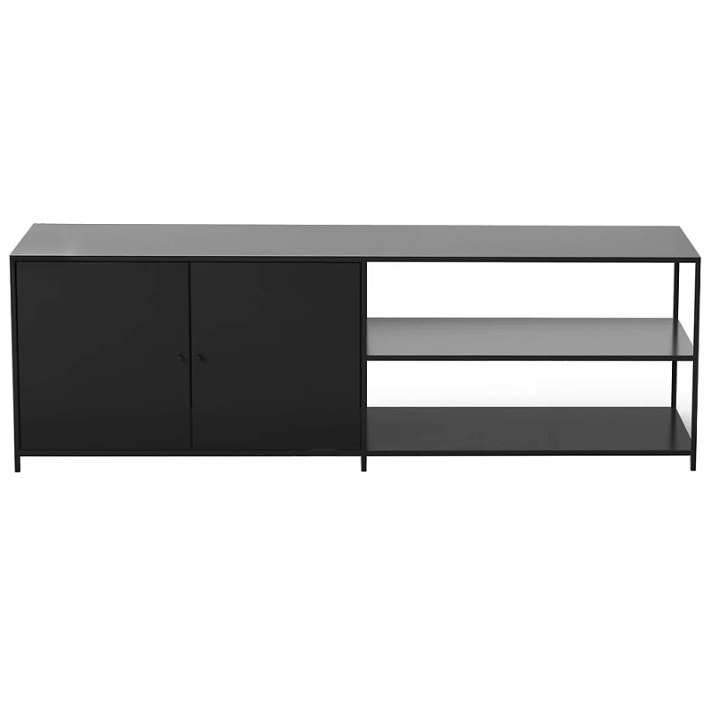 ТВ-тумба из металла с 2-мя дверцами и полками Damian Metal TV Stand Черный ТВ-тумба из металла с 2-мя дверцами и полками Damian Metal TV Stand Черный в Челябинске | Loft Concept