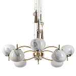 Люстра подвесная с 8-ю шарообразными плафонами из белого стекла с подвесками из камня и кисточками Agatelle варинант исполнения - 1 | Loft Concept в Челябинске