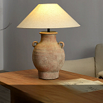 Настольная лампа керамическая с ручками и тканевым абажуром Eastern Tale варинант исполнения - 1 | Loft Concept в Челябинске