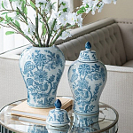 Ваза с крышкой и голубым цветочным рисунком на белом фоне Blue & White Ornament варинант исполнения - 5 | Loft Concept в Челябинске