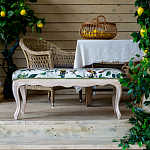 Банкетка из натурального бука золотистая с изображением птиц и цветов Blooming Birds варинант исполнения - 4 | Loft Concept в Челябинске