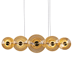 Люстра подвесная светодиодная со стеклянными плафонами янтарного цвета в форме дисков Savio Glass Disc варинант исполнения - 1 | Loft Concept в Челябинске