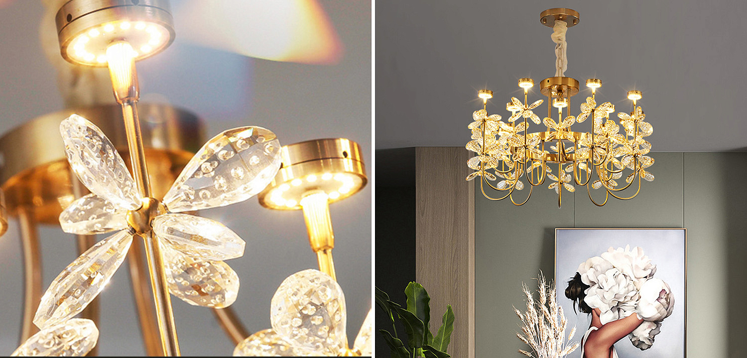 Люстра с хрустальными цветами Crystal Flowers Chandelier Люстра с хрустальными цветами Crystal Flowers Chandelier - Loft-Concept в Челябинске