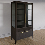 Витрина Primo со стеклянными фасадами и буфетом шпон Темный орех варинант исполнения - 3 | Loft Concept в Челябинске