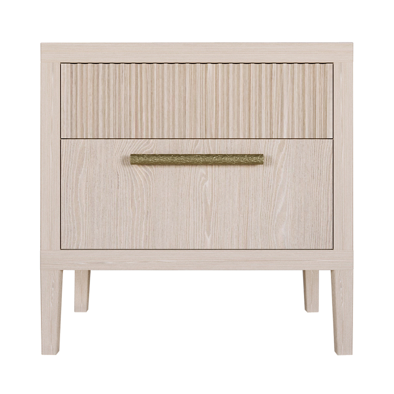 Прикроватная Тумбочка Primo с двумя ящиками Светлый дуб Древесина Золотой в Челябинске | Loft Concept 