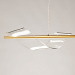 Люстра линейная золотистого цвета с двумя прозрачными волнистыми элементами Wave Line варинант исполнения - 4 | Loft Concept в Челябинске