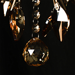 Люстра подвесная круглая с тканевым полупрозрачным абажуром и подвесками 4 лампы Gilded Elegance варинант исполнения - 7 | Loft Concept в Челябинске