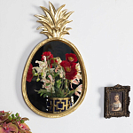 Зеркало овальной формы с золотистой рамкой и декоративной верхушкой в виде ананаса Pineapple Shine  варинант исполнения - 2 | Loft Concept в Челябинске