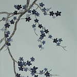 Обои ручная роспись Cherry Tree Original colourway on Adam Grey dyed silk варинант исполнения - 2 | Loft Concept в Челябинске